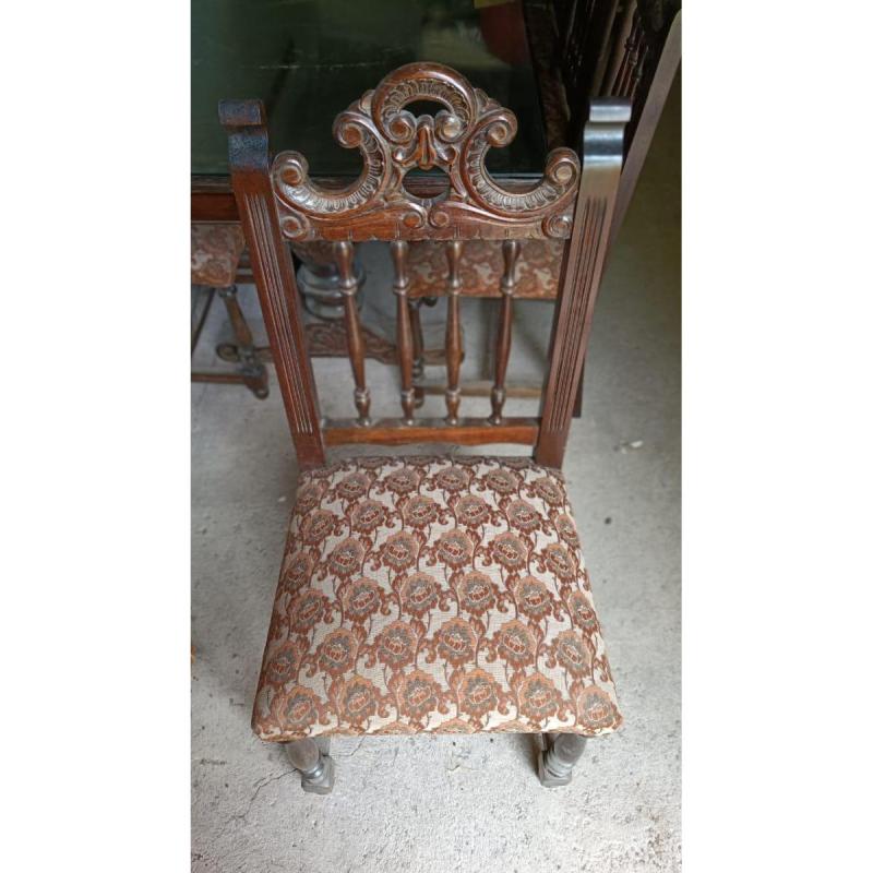 MUEBLE COMEDOR + SILLA CON 8 SILLAS - ANTIGUO Y TALLADO - 5