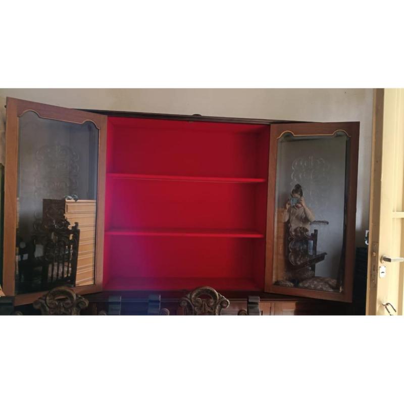 MUEBLE COMEDOR + SILLA CON 8 SILLAS - ANTIGUO Y TALLADO - 7