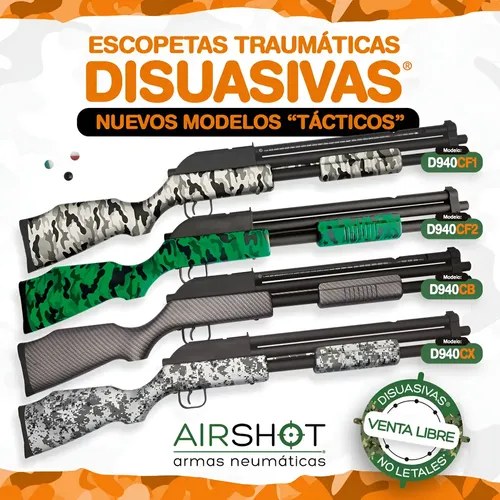 Escopeta Disuasiva Airshot Postas Goma Pimienta Negro 17.5 Mm - 4