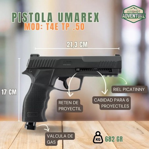 Pistola Disuasiva Umarex T4e Tp 50 Gen2 Defensa Personal Kit Negro 50 Mm - 3