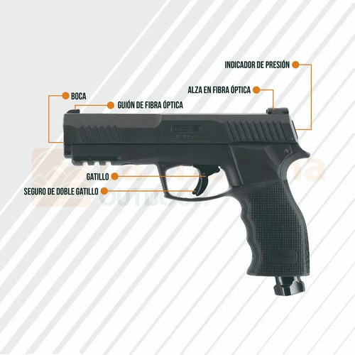 Pistola Tactical Umarex Co2 T4e Tp50 Disuasiva Cal .50 Kit Calibre 50 Mm Color Negro - 4