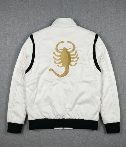 Campera Drive Ryan Gosling Escorpión Cuero Pu Blanca Xxl Blanco Xxl Matelaseado - 3