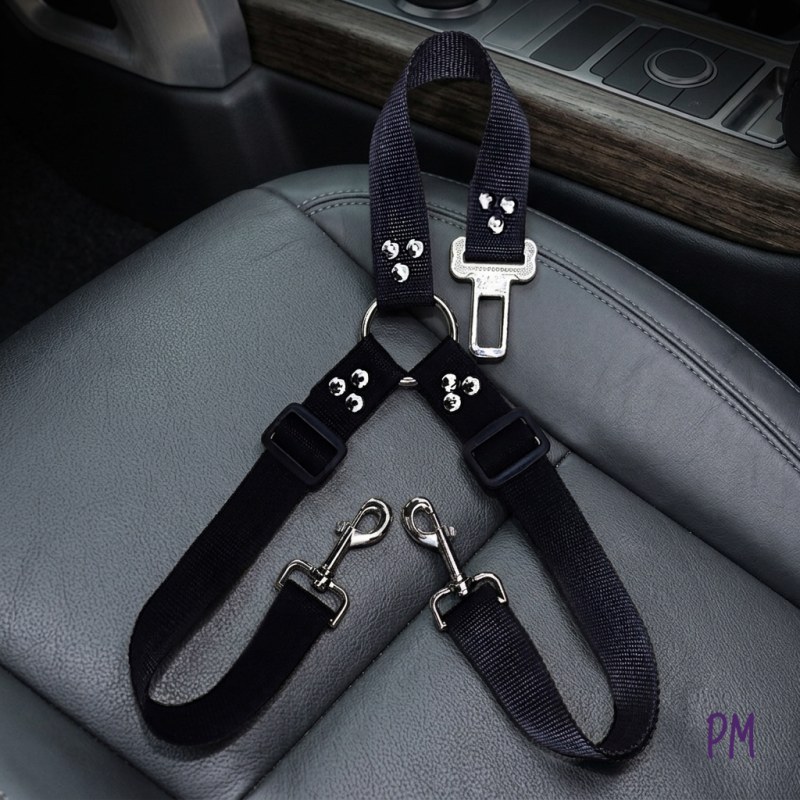 Cinturón de seguridad doble para perros pequeños.