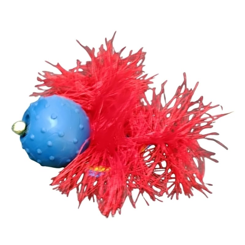 Combo de juguetes para gatos: pelota saltarina, pelota sonajero, pescadito rascador, pulpito de pelu - 7
