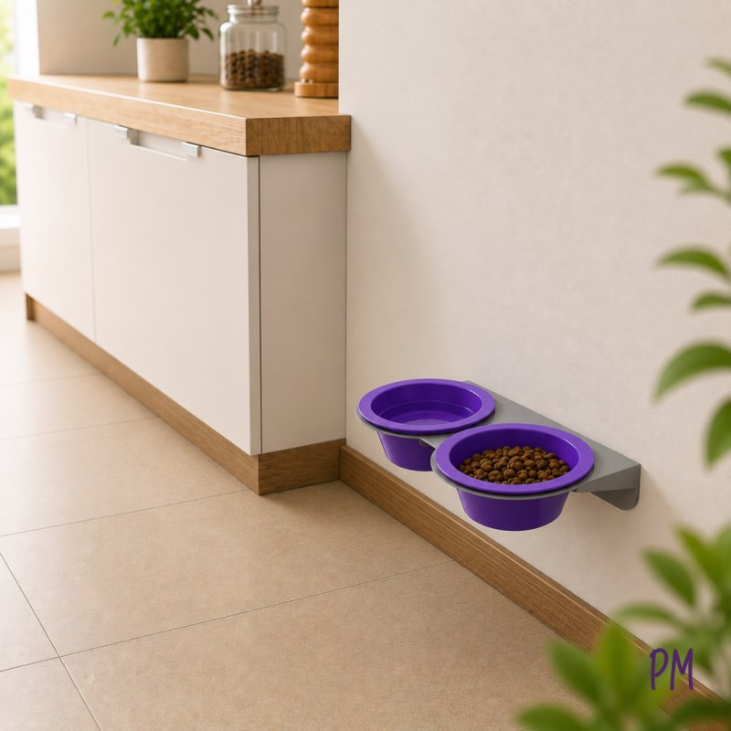 Comedero doble con soporte para amurar a la pared. Perros pequeños y gatos. - 6