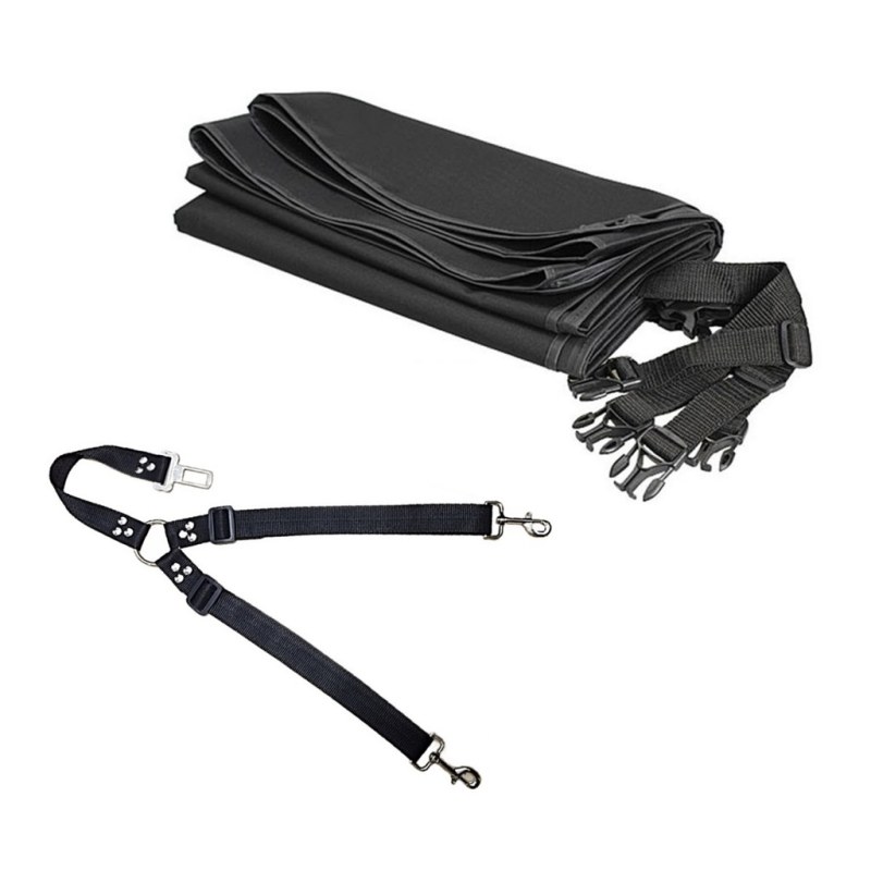 Cubre asientos + cinturón de seguridad doble para perros de tamaño chico - 2
