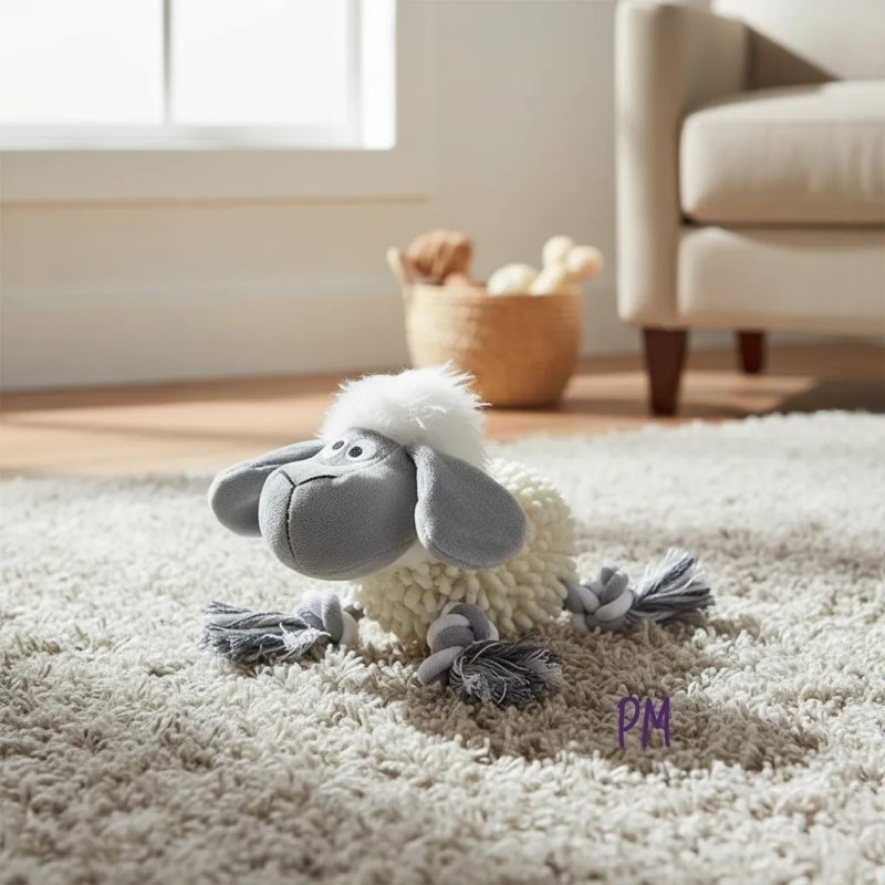 Oveja de plush y soga con chifle para perros medianos y grandes - 2
