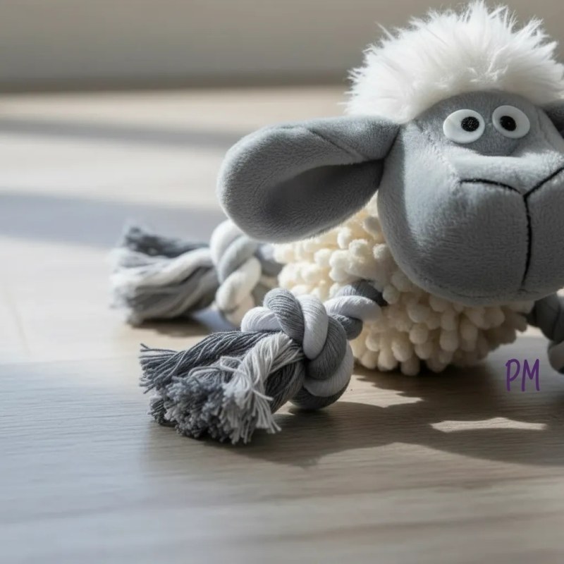 Oveja de plush y soga con chifle para perros medianos y grandes - 3