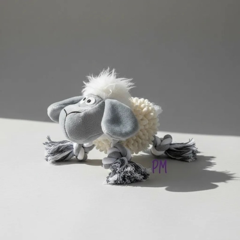 Oveja de plush y soga con chifle para perros medianos y grandes - 4