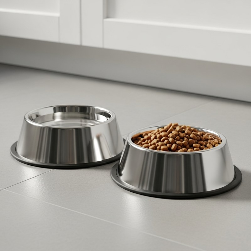 Set 2 comederos de acero inoxidable para perros grandes. Base 33,5 cm