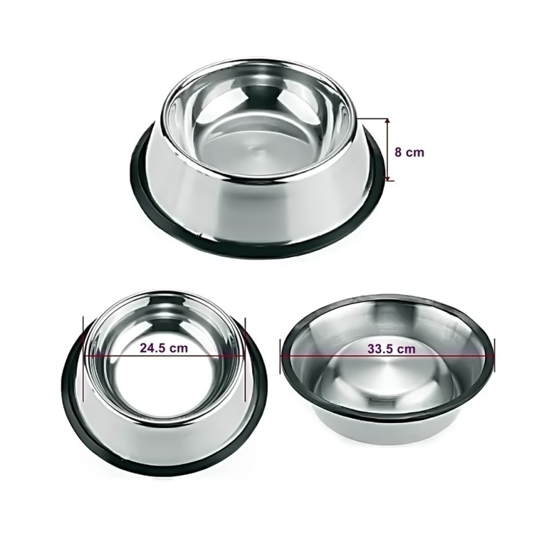 Set 2 comederos de acero inoxidable para perros grandes. Base 33,5 cm - 2