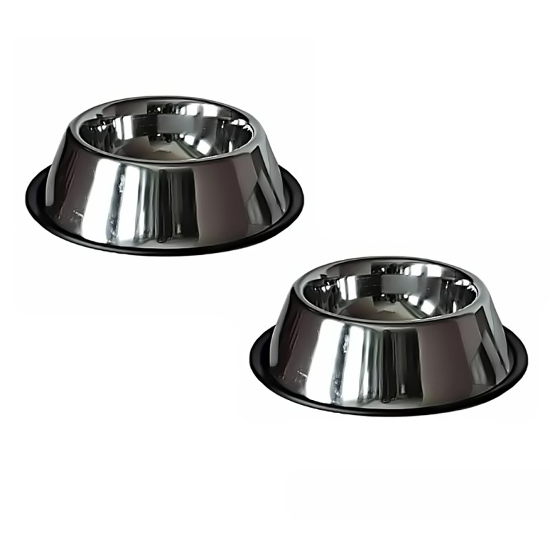 Set de 2 comederos de acero inoxidable para perros medianos. Base 26 cm