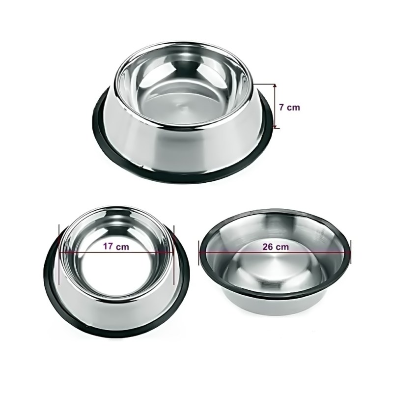 Set de 2 comederos de acero inoxidable para perros medianos. Base 26 cm - 2
