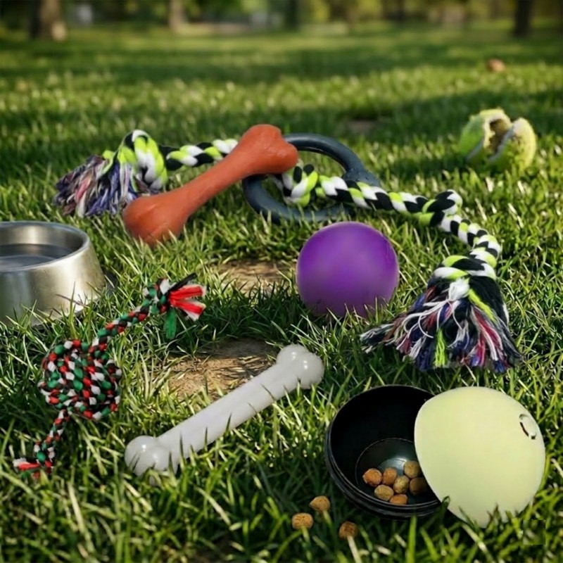 Set de juguetes para perros de tamaño grande.
