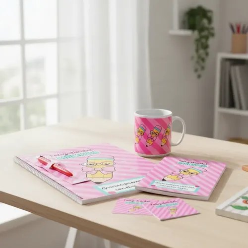 Kit Regalo Día Del Maestro Cuaderno Lapicera Anotador Rosa - 3