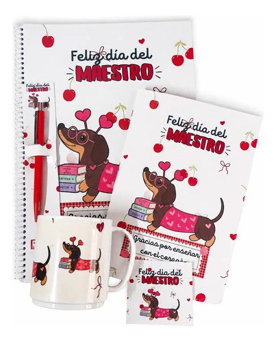 Kit Regalo Día Del Maestro Cuadernos Lapicera Salchichas