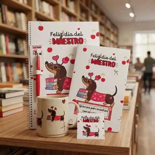 Kit Regalo Día Del Maestro Cuadernos Lapicera Salchichas - 4