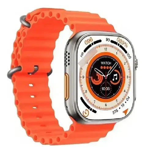 Smartwatch T800 Ultra - Malla Naranja De Silicona Plateado Sport Naranja
