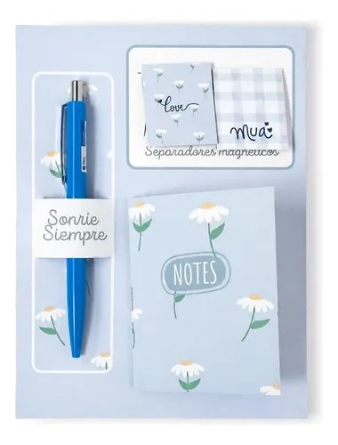 Kit Regalo Dia Del Maestro Anotador Lapicera Iman Celeste