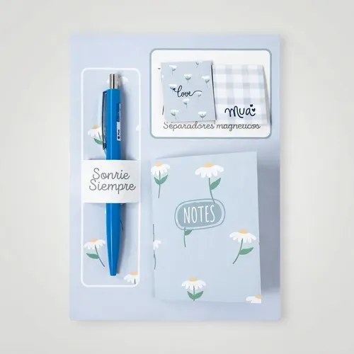 Kit Regalo Dia Del Maestro Anotador Lapicera Iman Celeste - 4