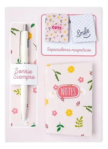 Kit Regalo Dia Del Maestro Anotador Lapicera Iman Flores