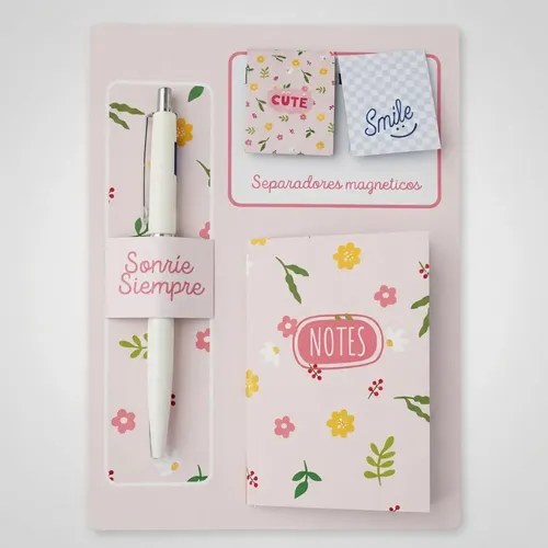 Kit Regalo Dia Del Maestro Anotador Lapicera Iman Flores - 2