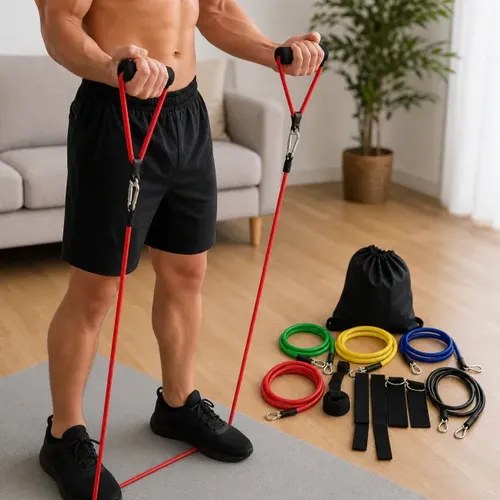 Kit De Gimnasio Amarillo/azul/negro/rojo/verde - 2