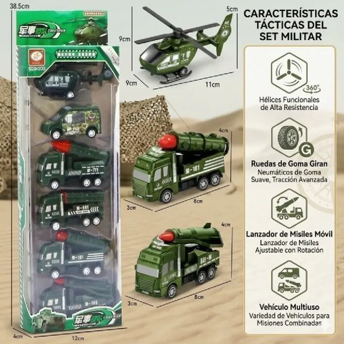 Set 5 Autos + Helicoptero Servicios Blanco/verde - 6
