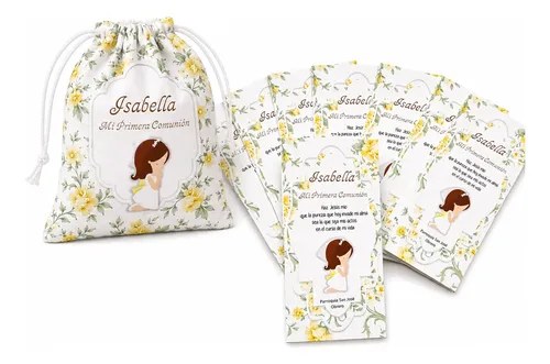 36 Estampitas Comunión + 1 Bolsita De Tela - Personalizadas - 2