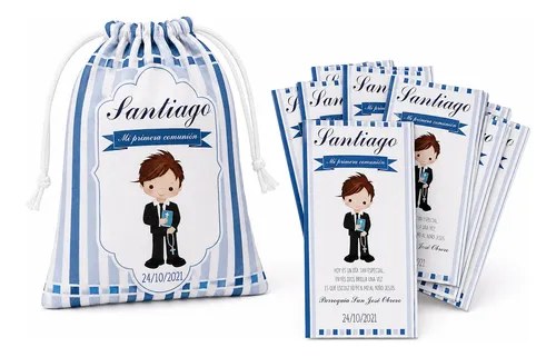 36 Estampitas Comunión + 1 Bolsita De Tela - Personalizadas - 3