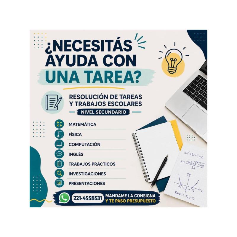 Resolución de trabajos escolares para nivel secundario