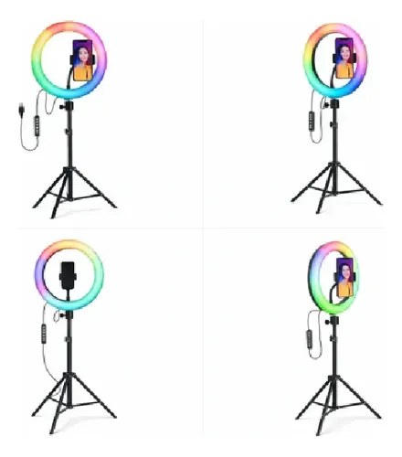 Aro De Luz 10 Rgb + Tripode 2,1 M + Soporte Celular Rgb - 3