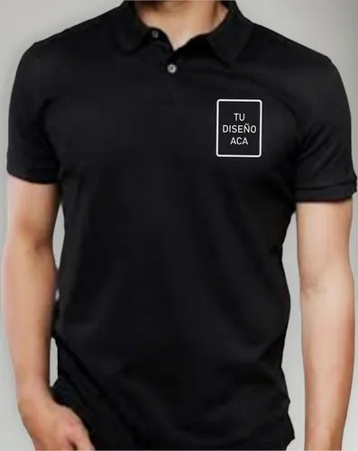 Chomba Personalizada Con Tu Logo/diseño Premium Pique En R1 Negro Liso L - 2