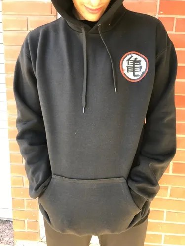 Buzo Dragon Ball Goku Kanji Black Frizado Premium M Negro Lisa - 3