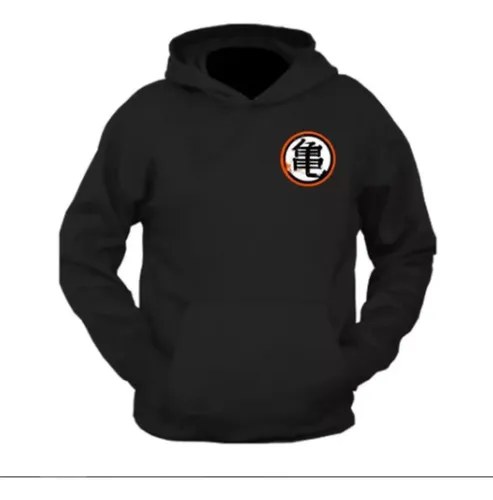 Buzo Dragon Ball Goku Kanji Black Frizado Premium L Negro Lisa - 5
