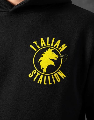 Buzo Italian Stallion Rocky Frizado Premium Xxl Negro Lisa - 4