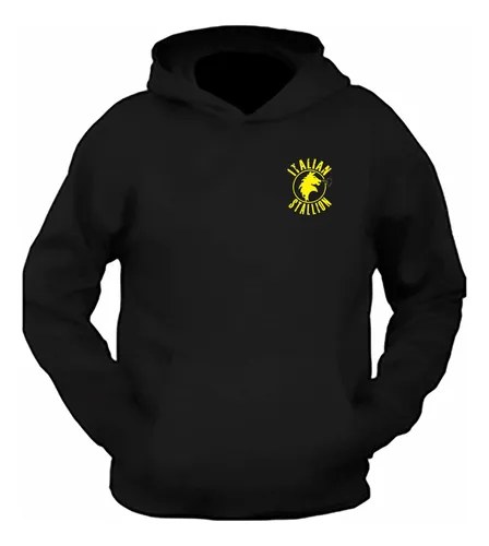 Buzo Italian Stallion Rocky Frizado Premium Xxl Negro Lisa - 5