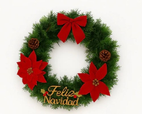 Adorno Corona Feliz Navidad Accesorios Rojos