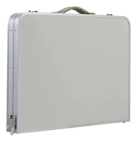 Mesa Plegable Rectangular De Aluminio Cammpy Full Con 4 Banquitos, Gris - 3