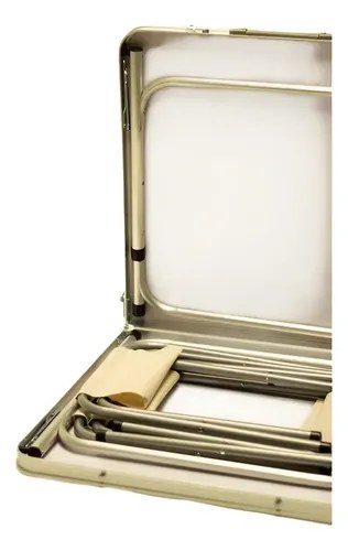 Mesa Plegable Rectangular De Aluminio Cammpy Full Con 4 Banquitos, Gris - 8