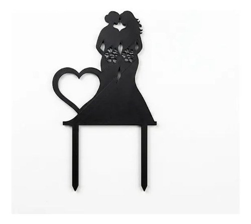 Adorno 3d Para Torta Topper Pareja Casamiento Negro Ellas