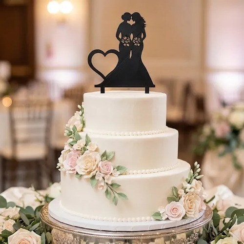 Adorno 3d Para Torta Topper Pareja Casamiento Negro Ellas - 2