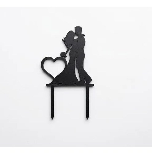 Adorno 3d Para Torta Topper Pareja Casamiento Negro Ella Y El