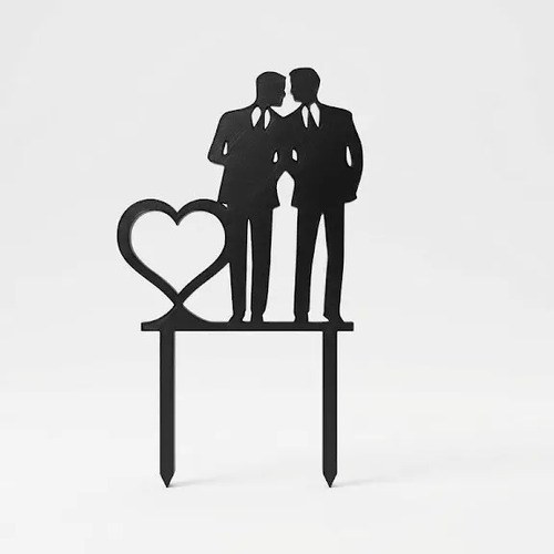 Adorno 3d Para Torta Topper Pareja Casamiento Negro Ellos