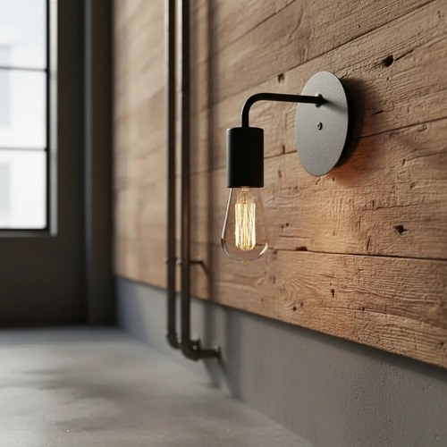 Aplique Pared Chapa Curvo E27 135mm Imola Ferrolux Negro Negro - 3
