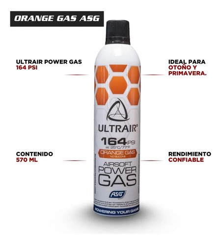 Orange Gas Airsoft Asg Ultrair Power 570ml 164psi - 3