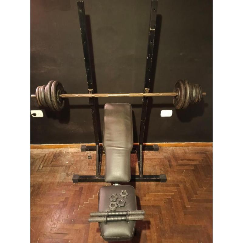 Kit de musculacion entrenamiento barra mancuernas discos