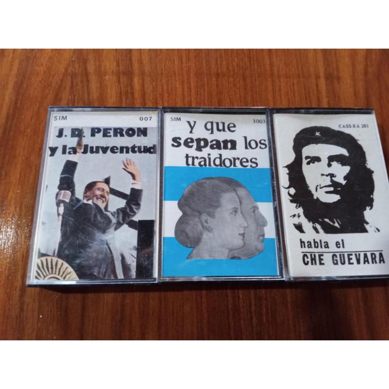 Libro Peron Cuando y Donde Nacio, Casettes Eva, Peron y Che Guevara - 4