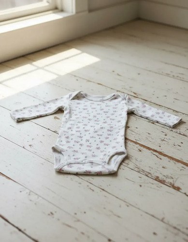 Bodys Manga Larga 100% Algodón Para Bebas Rn A 24 Meses Blanco Rn Flor Rosa - 3