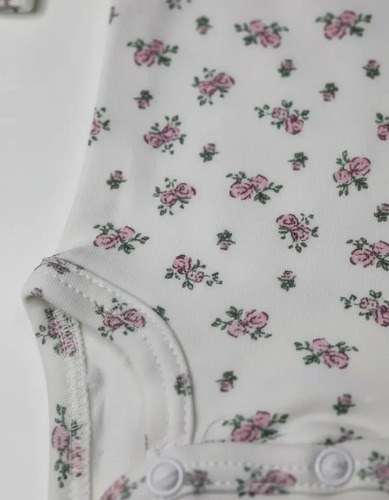 Bodys Manga Larga 100% Algodón Para Bebas Rn A 24 Meses Blanco Rn Flor Rosa - 4